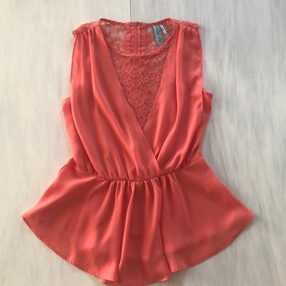 Coral peplum top